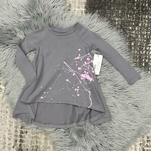 NO BIGGIE Girls Hi-Low Gray W/Purple Splatter Paint Skater Dress Size 12-18M NEW